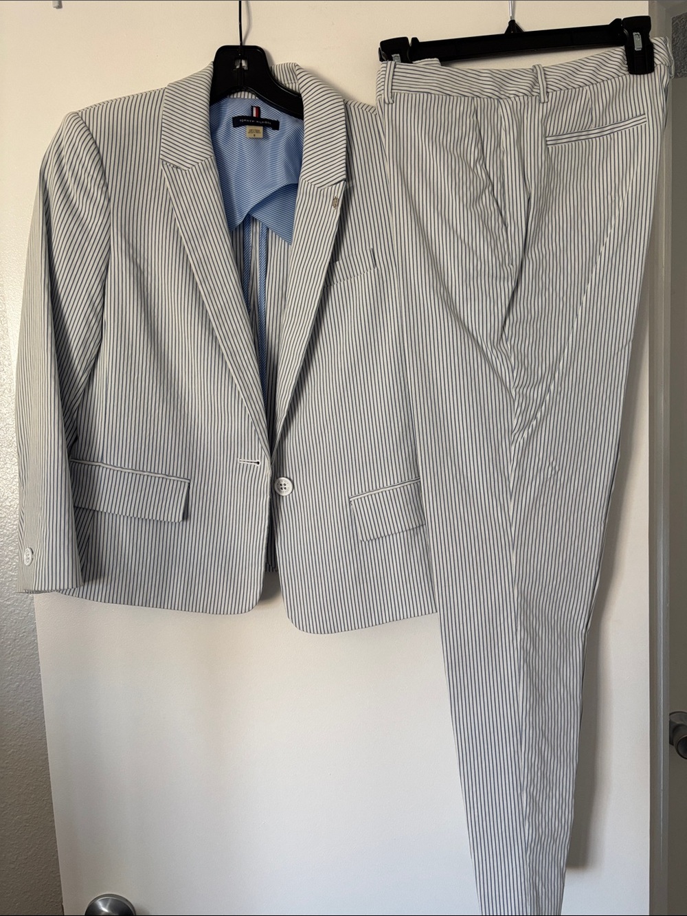 Tommy Hilfiger Light Blue & White Pinstripe Men's Two-Piece Suit